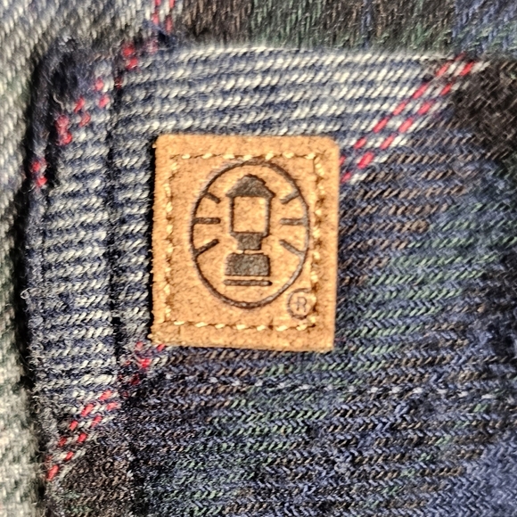 Coleman 100% Cotton Plaid Flannel Blue Unisex size XL  Coleman Leather Logo - Picture 5 of 15